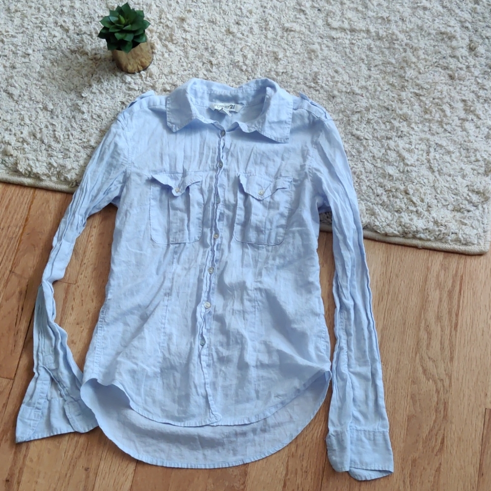 Light Blue Button Down Forever 21 Shirt